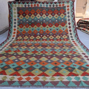 7x10 Ft New Flatweave Rug, Maimana Tribal Rug, Afghan Chubi Kilim Rug, Turkmen Oriental rug, Vintage rug, Rug for Bedroom, Livingroom Carpet