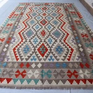 7x10 Ft New Flatweave Rug, Chubi Tribal Rug, Afghan Maimana Kilim Rug, Turkmen Oriental rug, Vintage rug, Rug for Bedroom, Livingroom Carpet
