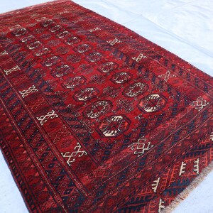 3&#39;4x6&#39;1 Ft Antique Turkmeni Baluchi Rug, Collectors Piece Tribal Rug, Afghan Handmade Geometric Rug, Living room Area Rug, Vintage Area Rug