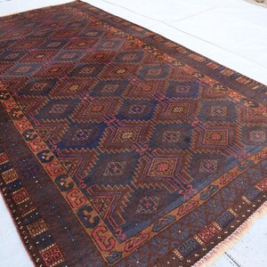 Antique Tribal Black Faded rug 4&#39;1x7&#39;4 Vintage Baluchi Afghan Rug, Handmade vintage Area rug Oriental Geometric - Home Decorative Carpet rug