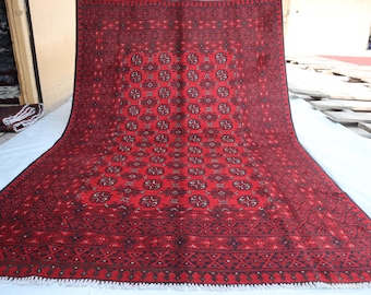 Alfombra afgana roja de pelo alto de 1,5 x 2,4 m, estilo bokhara turcomano. Alfombra Akhcha nueva, hecha a mano. Alfombra para sala de estar, alfombra tribal. Alfombra para dormitorio y oficina.