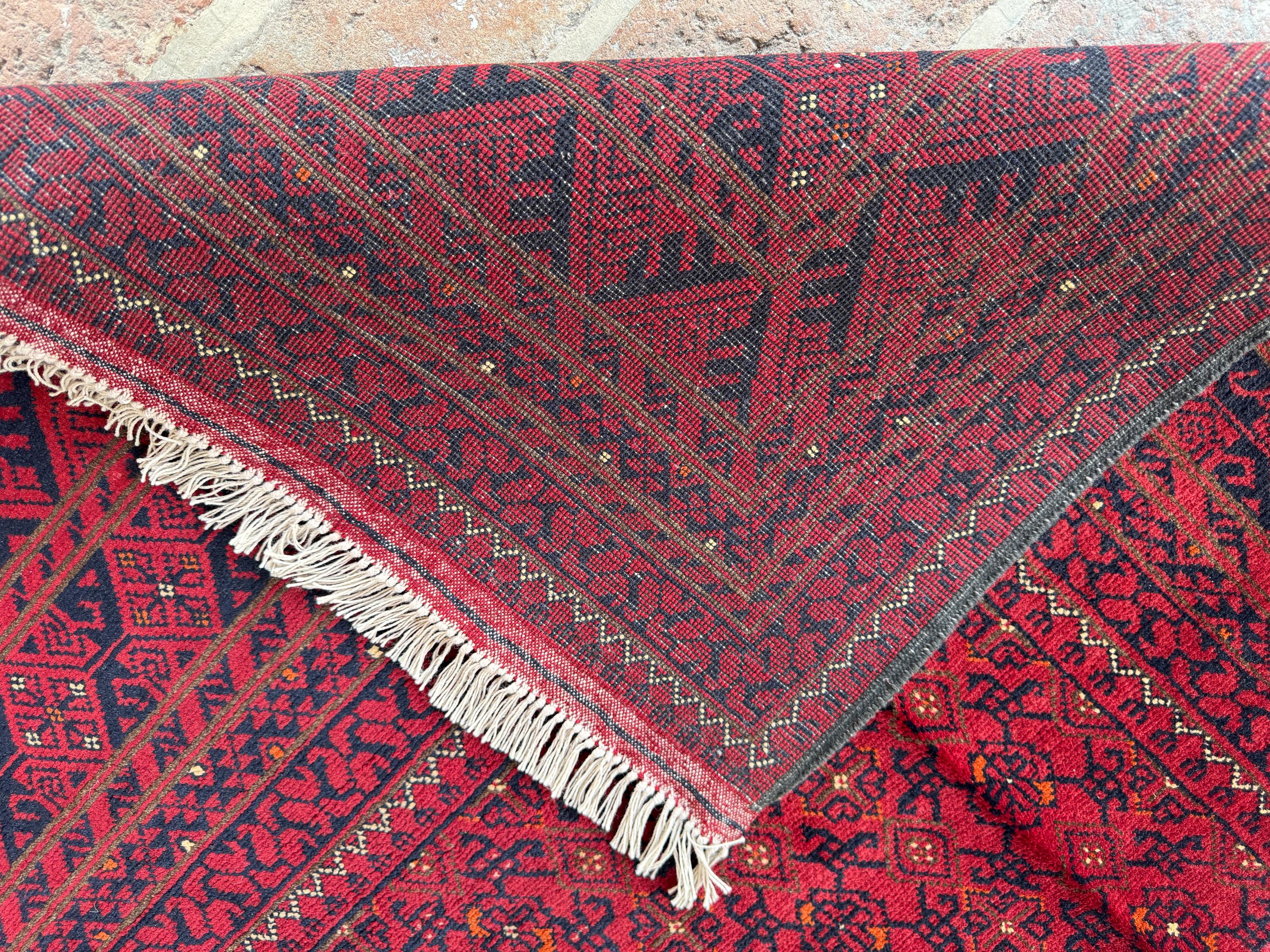 6x9 Authentic Afghan Khal Mohammadi Wool Rug – Maroon Hand-knotted