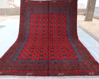 7x10 Ft Afghan Brand New Akhcha Handmade  Rug, Afghan High Pile Rug Turkmen Bokhara Area rug Living Room rug, Tribal Rug, Bedroom Office rug