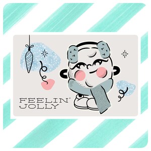 Postal navideña FEELIN' JOLLY: bolas de nieve de inspiración vintage