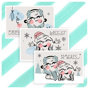 Paquete de postales navideñas: bolas de nieve de inspiración vintage