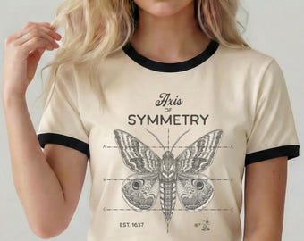 Math Teacher Shirt, Vintage Axis of Symmetry Moth Tee, Aesthetic Math Teacher Gift, Algebra Geometry Teacher Appreciation T-Shirt