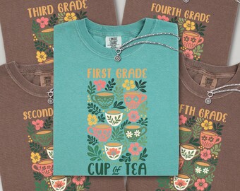 Fifth Grade is My Cup of Tea Shirt, Comfort Colors Teacher Tee, Botanical Tea Cup, Funny Elementary Teacher Gift, First Second Third Fourth
