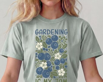 Gardening Is My Jam Shirt, Blueberry Botanical Linocut, Plant Lover Gift, Comfort Colors Tee, Garden T, Canning Season Tee, Plus Size