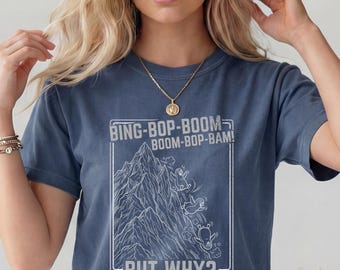 Funny Penguin Shirt “But Why?” | Vintage Mountain Graphic Tee | Sarcastic Humor T-Shirt | Unisex Aesthetic Meme Shirt