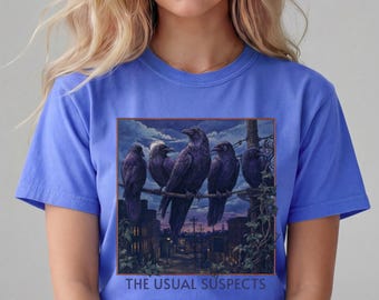 Crow Shirt The Usual Suspects, Dark Academia Art Raven Tee, Black Bird Shirt, Attempted Murder Tee, Halloween Raven, Cottage Core Bird, Goth