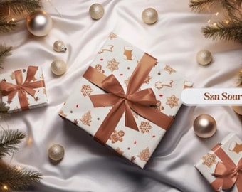 Papel de regalo acogedor para las fiestas: temática de pan de jengibre e invierno