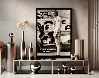 Vintage Steve McQueen photography - wall art - Steve McQueen photo print - old Le Mans posters - unique poster gift ideas