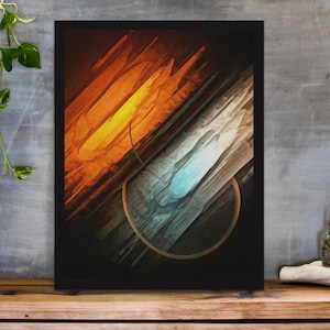 Póster vertical abstracto enmarcado, impresión de arte moderno, decoración del hogar, arte de pared, regalo para amantes del arte, decoración de la sala de estar