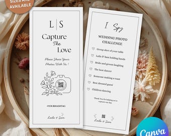 I Spy Wedding Game Template, Canva Editable Wedding Photo Hunt, QR Code Photo Share, Reception Photo Hunt, Minimalist I Spy Wedding Game