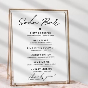 Dirty Soda Bar Menu Sign Template, Editable Canva Drink Station Sign, Printable Soda Bar Men ,Party Decor,  Instant Download