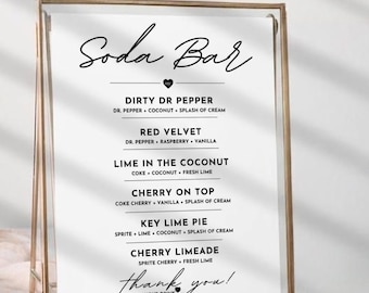 Dirty Soda Bar Menu Sign Template, Editable Canva Drink Station Sign, Printable Soda Bar Men ,Party Decor,  Instant Download