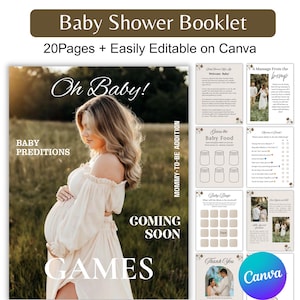 Baby Shower Games Booklet Template, Canva Editable Baby Shower Magazine, Baby Shower Activity Game Book, Custom Baby Shower Game Activity