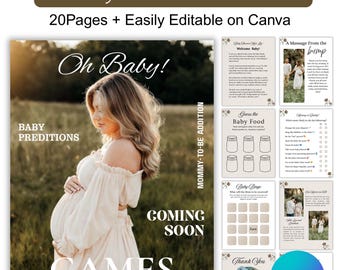 Baby Shower Games Booklet Template, Canva Editable Baby Shower Magazine, Baby Shower Activity Game Book, Custom Baby Shower Game Activity