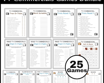 TV Commercial Slogan Game Bundle, Slogan Quiz Game, Guess the Brand, Advertising Trivia, Party Game, Pop Culture Game for Kids & Adults