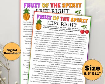 Fruit of the Spirit Left Right Game, Editable Canva Christian Bible Game, Sunday School Activity, Church Printable, Instant Download
