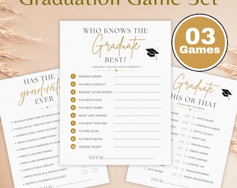 Printable Graduation Game Set, Editable Canva Graduation Trivia, How Well Do You Know The Graduate Game Pack, Grad Party, Digital Download