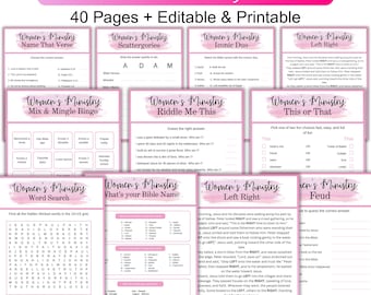 Women's Ministry Games Bundle, 40 Printable Church Games, Christian Ladies Fellowship Activities, Bible Study Icebreaker Games