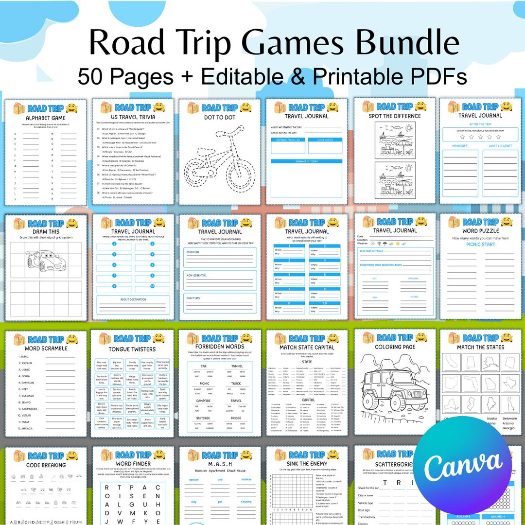 Kids Road Trip Games, Fun Car Ride Activities, Road Trip Pack, Family ...
