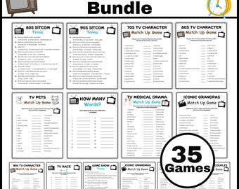TV Trivia Game Bundle Printable, Television Sitcoms Trivia Game, Movie Night Party Games, Family Game Night, Pop Culture Quiz Fun