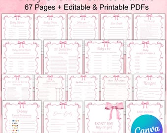 Baby Shower Games Bundle, 10 Canva Editable Gender Neutral Baby Shower Activities, Funny Baby Shower Games, Printable Fun Baby Games Cards