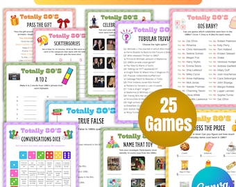 80s Game Bundle Printable, 80s Trivia Party Games, Retro 1980s Theme Party Activity, Totally 80s Birthday Game Night, Instant Download