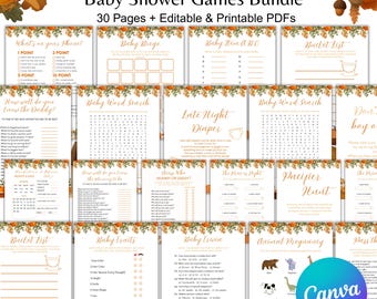 30 Fall Baby Shower Game Bundle, Little Pumpkin Baby Shower Games Fall Pumpkin Baby Shower Activity Gender Neutral Fall Theme Printable Game