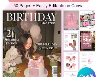 Birthday Magazine Template, Canva Editable Best Friend Birthday Magazine, Bestie Magazine Birthday Gift, Personalized Sister Keepsake Gift