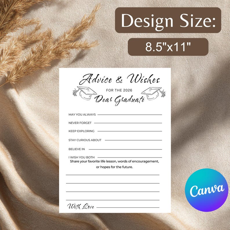 Graduation Advice Card Template, Graduation Wishes Card, Grad Party ...