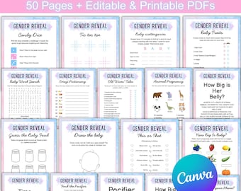 50 Gender Reveal Games Bundle, Printable Gender Reveal Party Games, Boy or Girl Trivia, Blue Pink Reveal Ideas, Baby Shower Gender Reveal