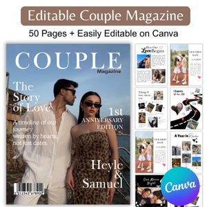 Couples Magazine Canva Template, Editable Couple Magazine, Anniversary &Relationship Gift, Engagement, Valentines, Boyfriend Girlfriend Gift