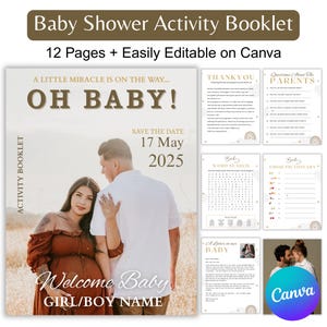 Baby Shower Activity Booklet Template, Canva Editable Baby Shower Magazine, Baby Shower Activity Game Book, Custom Baby Shower Game Activity