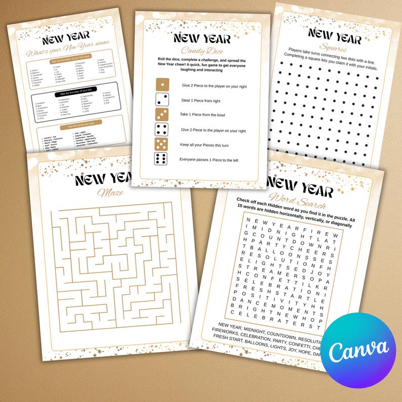 50 New Year Game Bundle, 2026 New Year's Eve Mega Party Game, Printable ...