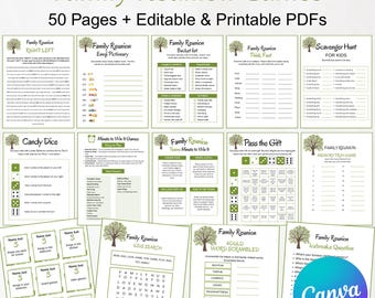 50 Family Reunion Game Bundle, Reunion Activities, Icebreakers & Trivia Game, Family Reunion Scrabble Game, Printable Games Reunion Ideas