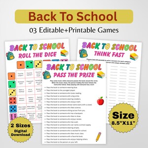 Back to School Games Bundle Printable, Editable Canva First Day of School Activities, Classroom Icebreakers, Instant Download PDF