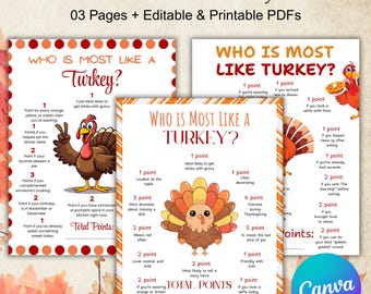 03 Thanksgiving Game, Family Thanksgiving Game, Who is Most likely the Turkey, Dinner Table Game, Office Party Game, Thanksgiving Group Game