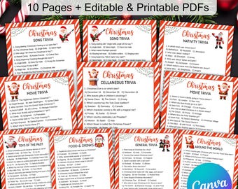 Christmas Trivia Game Bundle, Christmas Movie Song Quiz, Christmas Games Office Party Xmas Trivia Adults, Christmas Family Trivia Night Game