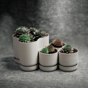 3 + 1 Modular Planter Pot with Saucer | Modern Minimalist Succulent Pots | Eco-Friendly 3D Print | 3’’ to 6’’