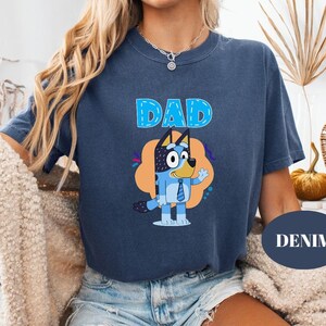 Custom Bluey Bingo Comfort Colors® T-Shirt, Bluey Mom Dad Family Matching Tee, Personalized Bluey Family Custom Bluey Birthday Party Shirts