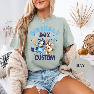 Comfort Colors® Personalized Bluey Birthday Boy T-Shirt, Custom Birthday Boy Shirt, Birthday Bluey Dog Tee, Funny Toddler Birthday Party Tee