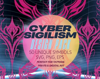 Cyber Sigilism Symbols: Neo Tribal Tattoo Design Pack (SVG, PNG, EPS)
