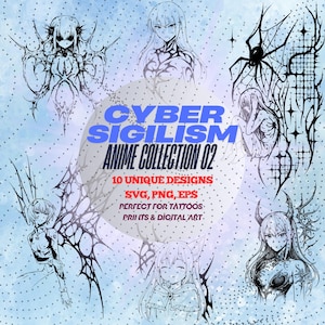 Anime Cybersigilism Bundle | Digital Sigil Set (10 Designs) | SVG PNG EPS | Cyberpunk Symbols | Cybergoth Aesthetic | Neo Tribal Tattoos