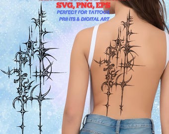 Cybersigilism Tattoo Design: Intricate Abstract Design With Mystical Elements (SVG, PNG, EPS)