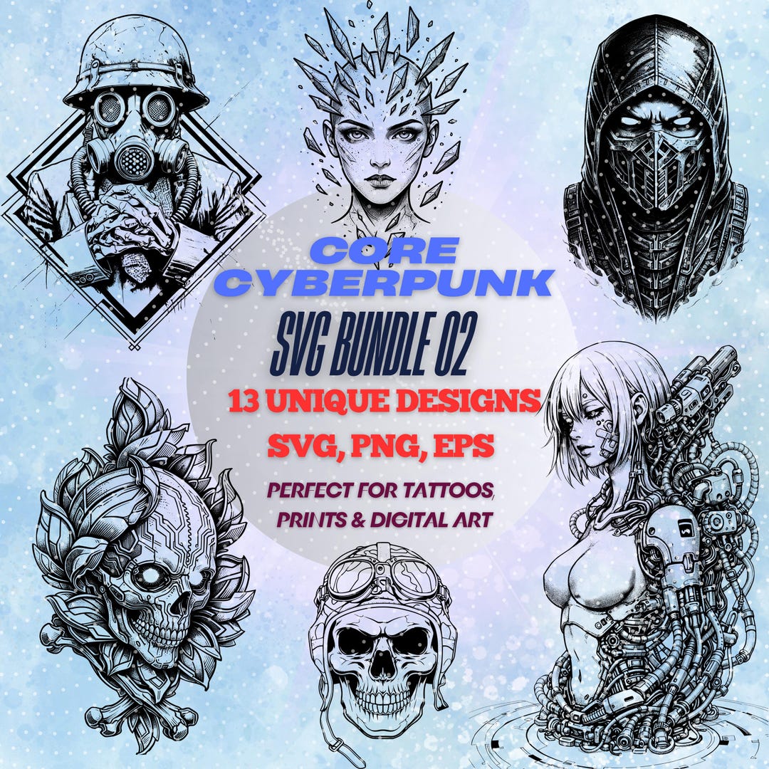 Cyberpunk SVG Bundle 02 | Sci-fi Tattoo Stencils (digital Download) - Etsy
