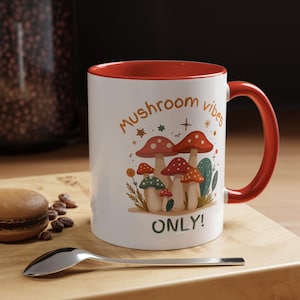 Cute Mushroom Mug | Mushroom Motifs Coffee Mug | Unique Gift Idea | Nature Lover&#39;s Mug | Mushroom Lover&#39;s Gift | Novelty Mug | Woodland Mug