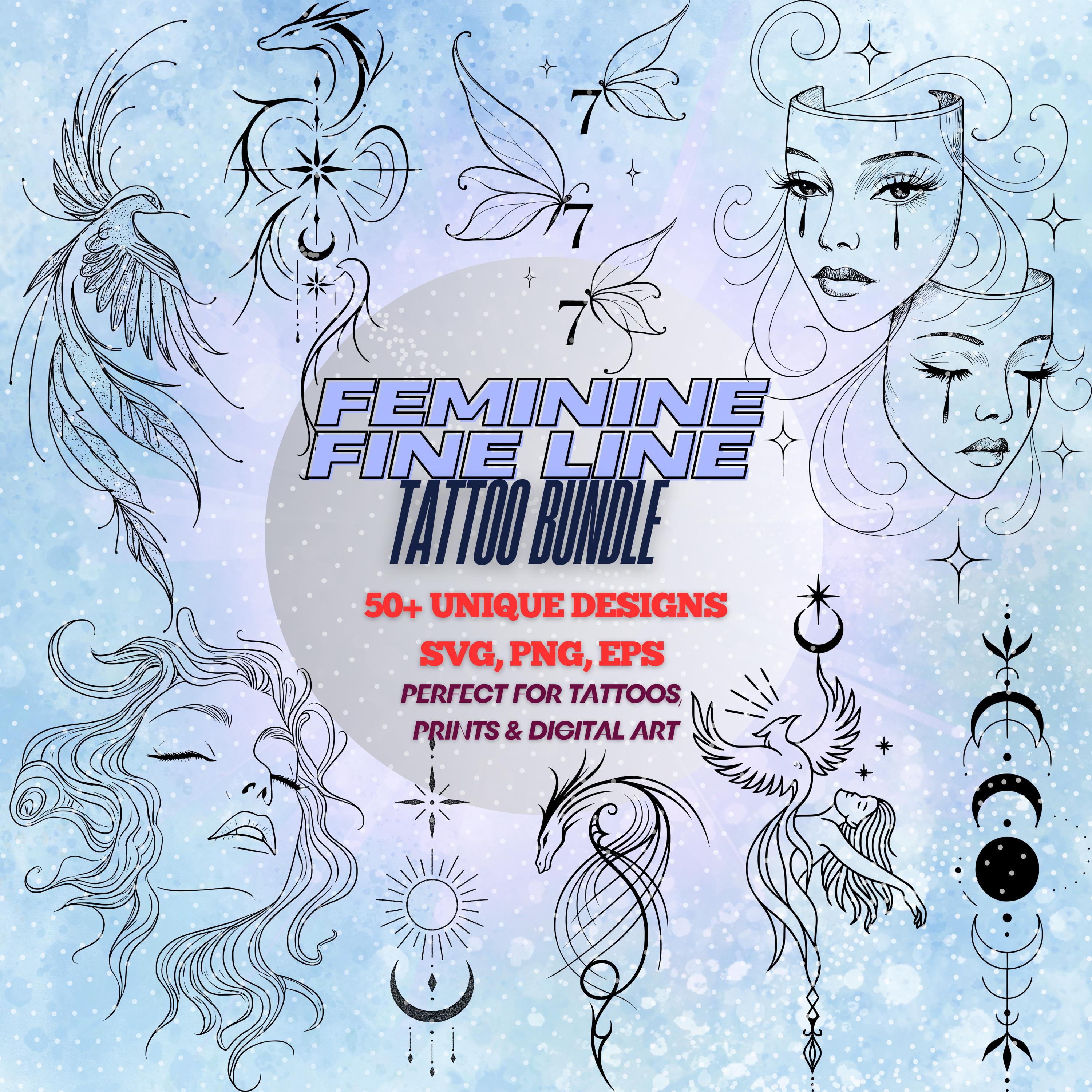 Thin line flower tattoo - Etsy België, image size:3000x3000